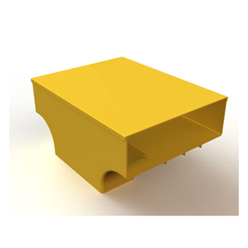 Mighty Mo Fiber Raceway, Vertical Tee with cover, 12" x 4" to 8" x 4", yellow