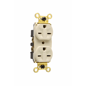 Weather-Resistant Heavy-Duty Spec Grade Receptacles, Back & Side Wire, 15A, 250V, Ivory