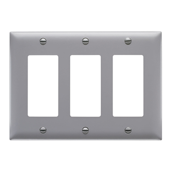 Wattstopper TP263-GRY 3-Gang 3-Decorator Gray Nylon Standard Unbreakable Wallplate Wattstopper TP263-GRY 3-Gang 3-Decorator Gray Nylon Standard Unbreakable Wallplate