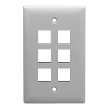 1-Gang, 6-Port Wall Plate, Gray