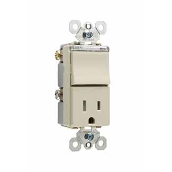 TradeMaster Decorator Combination Switch with Pilot Light, Light Almond