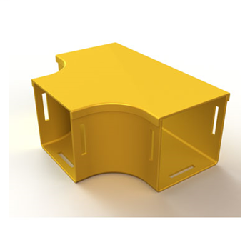 Mighty Mo Fiber Raceway, Horizontal Tee with cover, 12" x 4", yellow