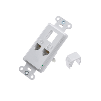 Product image for On-Q WP1000-WH RJ11/RJ45 White High Impact Plastic Data Communication Outlet Strap