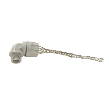 Nylon Strain Relief Cord Grip, 1/2" NPT 90-Degree, .250-.312 OD Range, Nylon Mesh