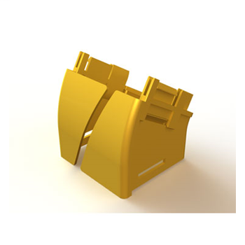 Mighty Mo Fiber Raceway, Vertical Elbow retrofit, 30deg down, 4" x 4", yellow
