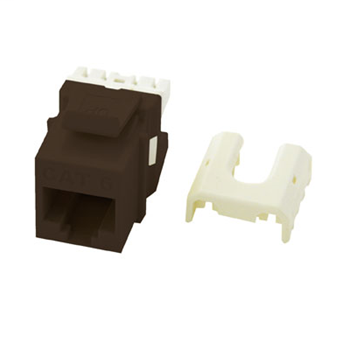 Product image for On-Q WP3476-BR RJ45 8-Position 8-Wire Category 6 Brown Plastic Quick Connect Keystone Connector
