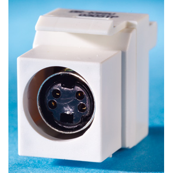 S-Video Keystone module, (4-pin DIN) to 110, Fog White