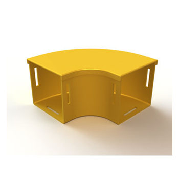 Mighty Mo Fiber Raceway, Horizontal Elbow with cover, 90deg, 12" x 4", yellow