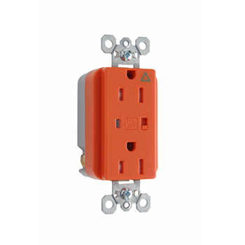 Tamper-Resistant Isolated Ground Surge Protective Duplex Receptacle, Orange