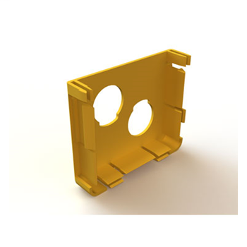 Mighty Mo Fiber Raceway, End Cap 4" x 4", 2/32mm diameter knockouts, yellow
