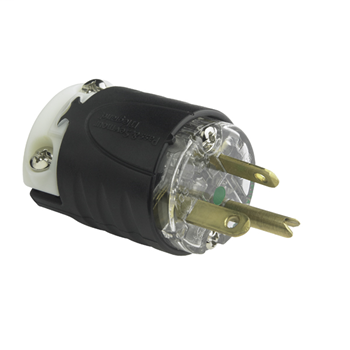 20A, 250V Extra-Hard Use Hospital-Grade Plug, Black & Clear