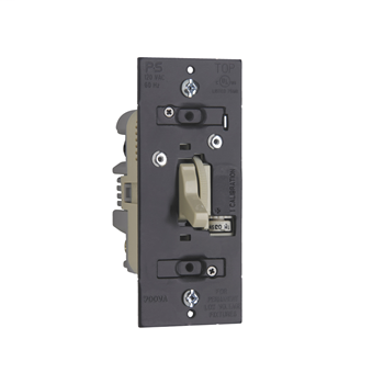 Trademaster CFL/LED/Incandescent Single Pole/3-Way Toggle Dimmer, Ivory