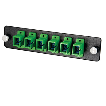 Q-Series™ 6-Strand, SC, Zirconia Insert, SM, APC, Green SC Adapter Panel