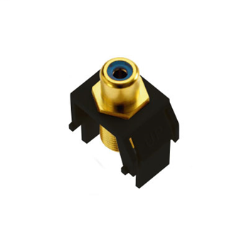 Product image for Pass & Seymour WP3464-BK Black Plastic RCA to F-Connector Audio/Video Keystone Insert