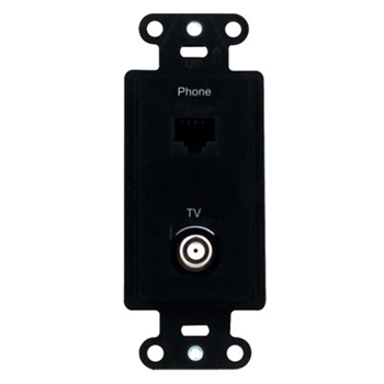 Product image for On-Q WP3211-BK 2-Port Black RJ45 Phone/Television Pre-Configured Strap