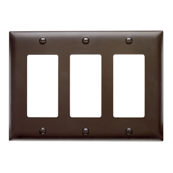 Wattstopper TP263 3-Gang 3-Decorator Brown Nylon Standard Unbreakable Wallplate Wattstopper TP263 3-Gang 3-Decorator Brown Nylon Standard Unbreakable Wallplate