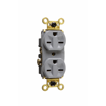 Weather-Resistant Heavy-Duty Spec Grade Receptacles, Back & Side Wire, 15A, 250V, Gray