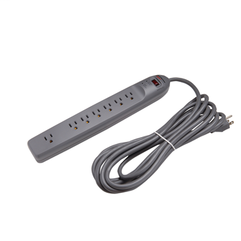Surge Protective Power Strip 7 Outlet, PC Gray