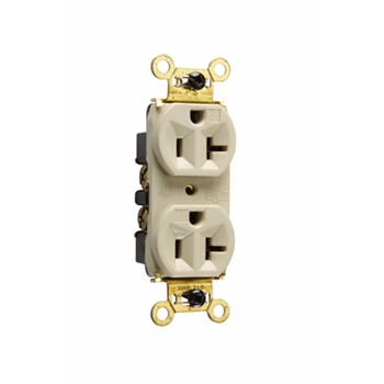 Weather-Resistant Heavy-Duty Spec Grade Receptacles, Back & Side Wire, 20A, 125V, Ivory