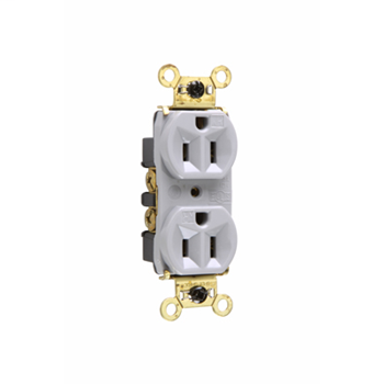 Weather-Resistant Heavy-Duty Spec Grade Receptacles, Back & Side Wire, 15A, 125V, Gray