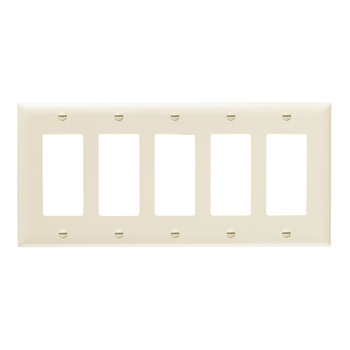 Pass & Seymour TP265-LA 5-Gang 5-Decorator Light Almond Nylon Standard Unbreakable Wallplate Pass & Seymour TP265-LA 5-Gang 5-Decorator Light Almond Nylon Standard Unbreakable Wallplate