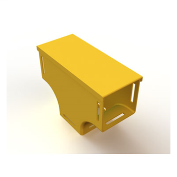 Mighty Mo Fiber Raceway, Vertical Tee with cover, 2" x 2" to 2" x 2", yellow