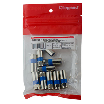 Product image for Pass & Seymour AC3008-10 Compression-Style Male F-Type Connector, 10-pack