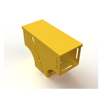 Mighty Mo Fiber Raceway, Vertical Tee retrofit, 2" x 2" to 2" x 2", yellow