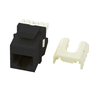 Product image for On-Q WP3476-BK RJ45 8-Position 8-Wire Category 6 Black Plastic Quick Connect Keystone Connector