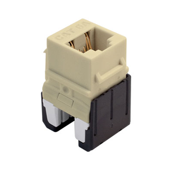 Product image for On-Q WP346A-LA RJ45 8-Position 8-Wire Category 6A Light Almond Plastic Snap-In Quick Connect Keystone Connector