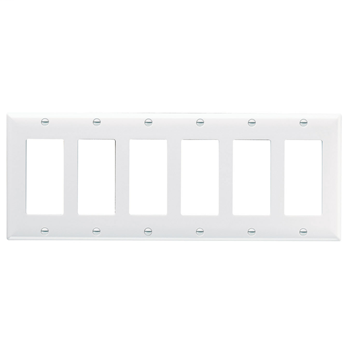 Pass & Seymour SP266-W 6-Gang 6-Decorator White Smooth Thermoset Plastic Standard Wallplate Pass & Seymour SP266-W 6-Gang 6-Decorator White Smooth Thermoset Plastic Standard Wallplate