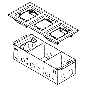 Product image for Wiremold 880W3837B FLOOR BOX W/3 GANG BRASS FLANGE