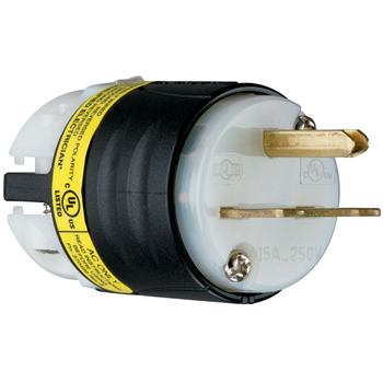 15A, 250V EHU GCM Plug, Black & White