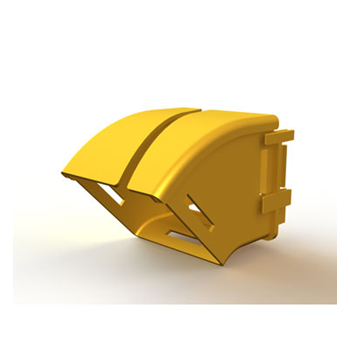 Mighty Mo Fiber Raceway, Vertical Elbow retrofit, 45deg down, 4" x 4", yellow