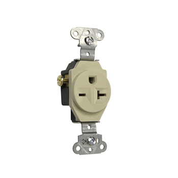 Pass & Seymour 5851-I 20 Amp 250 VAC 2-Pole 3-Wire NEMA 6-20R Ivory Heavy Duty Single Receptacle Pass & Seymour 5851-I 20 Amp 250 VAC 2-Pole 3-Wire NEMA 6-20R Ivory Heavy Duty Single Receptacle