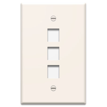 Product image for On-Q WP3403-LA 1-Gang 3-Port Light Almond High Impact Flame Retardant Plastic Keystone Wallplate