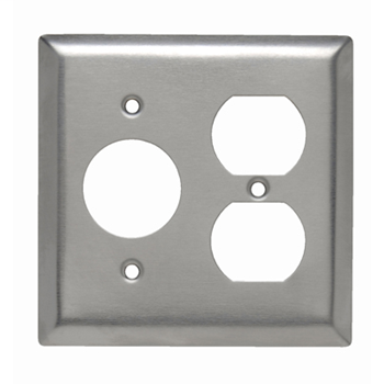Pass & Seymour SS78 2-Gang 1-Single 1-Duplex Receptacle Smooth Brushed Stainless Steel Standard Combination Wallplate Pass & Seymour SS78 2-Gang 1-Single 1-Duplex Receptacle Smooth Brushed Stainless Steel Standard Combination Wallplate