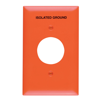 Product image for Pass & Seymour TP7-IG 1Gang Wall Plate, Single Receptacle, Standard, "Isolated Ground" - Orange