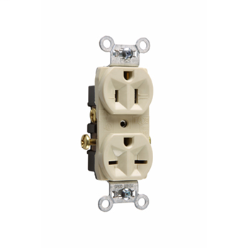 Hard Use Spec Grade Combination Receptacle, Side Wire, 15A, 125/250V, Ivory 5290I