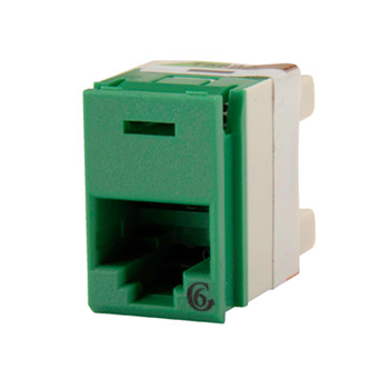 Product image for Ortronics OR-PJ600-45 8-Position T568A/B Category 6 Green 180 Degrees Panel Jack