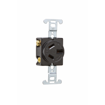 Product image for Pass & Seymour 6810 Single Receptacle 3pole 3wire 20A 125/250V - Black Non Grounding