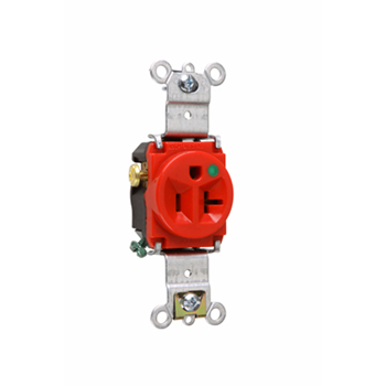 Pass & Seymour 8301-RED 20 Amp 125 VAC 2-Pole 3-Wire NEMA 5-20R Red Nylon Face Thermoplastic Back Body Single Receptacle Pass & Seymour 8301-RED 20 Amp 125 VAC 2-Pole 3-Wire NEMA 5-20R Red Nylon Face Thermoplastic Back Body Single Receptacle