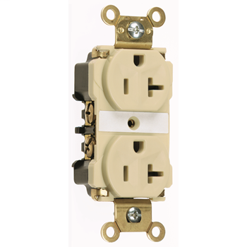 Industrial Extra Heavy-Duty Spec Grade Receptacles, Back & Side Wire, 20A, 125V, Ivory 5362AI