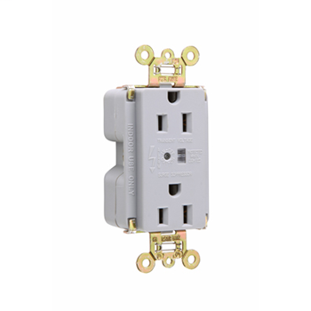 Product image for Pass & Seymour 5262-GRYSP Surge Protective Extra Heavy-Duty Duplex Receptacle, Back & Side Wire, 15A 125V - Gray