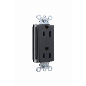Pass & Seymour PT26252-BK 15 Amp 125 VAC 2-Pole 3-Wire NEMA 5-15R Black Nylon Face Duplex Decorator Receptacle Pass & Seymour PT26252-BK 15 Amp 125 VAC 2-Pole 3-Wire NEMA 5-15R Black Nylon Face Duplex Decorator Receptacle