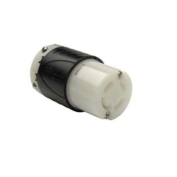 Pass & Seymour L1830-C 30 Amp 120/208 VAC Star 3-Phase 4-Pole 4-Wire L18-30R Black and White Nylon Locking Connector Pass & Seymour L1830-C 30 Amp 120/208 VAC Star 3-Phase 4-Pole 4-Wire L18-30R Black and White Nylon Locking Connector