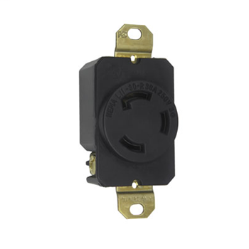 Pass & Seymour L1130-R 30 Amp 250 VAC 3-Phase 3-Pole 3-Wire NEMA L11-30R Impact-Resistant Nylon Locking Single Receptacle Pass & Seymour L1130-R 30 Amp 250 VAC 3-Phase 3-Pole 3-Wire NEMA L11-30R Impact-Resistant Nylon Locking Single Receptacle