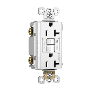 Product image for Pass & Seymour 2097TRAW Spec-Grade Audible Alarm Tamper Resistant 20 Amp White Self Test Duplex GFCI
