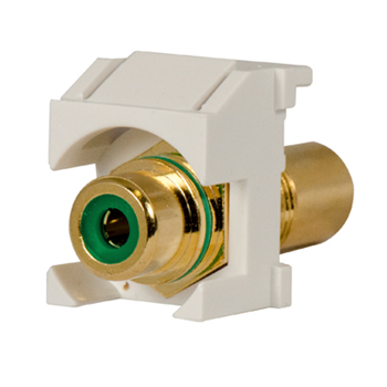 Product image for Pass & Seymour KSRCAGNW Keystone RCA to RCA (Green Insulator) - White