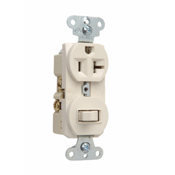 20A, 120/125V Combination Single-Pole Switch & Single Receptacle, Light Almond 671LA